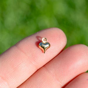 BULK 50 Puffed Mini Heart 9 x 6mm Gold Tone Charms GC5346