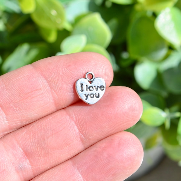 1  I Love You Silver Tone Heart Charm SC6139