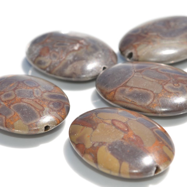 Chrysanthemum Stone Large Oval Beads