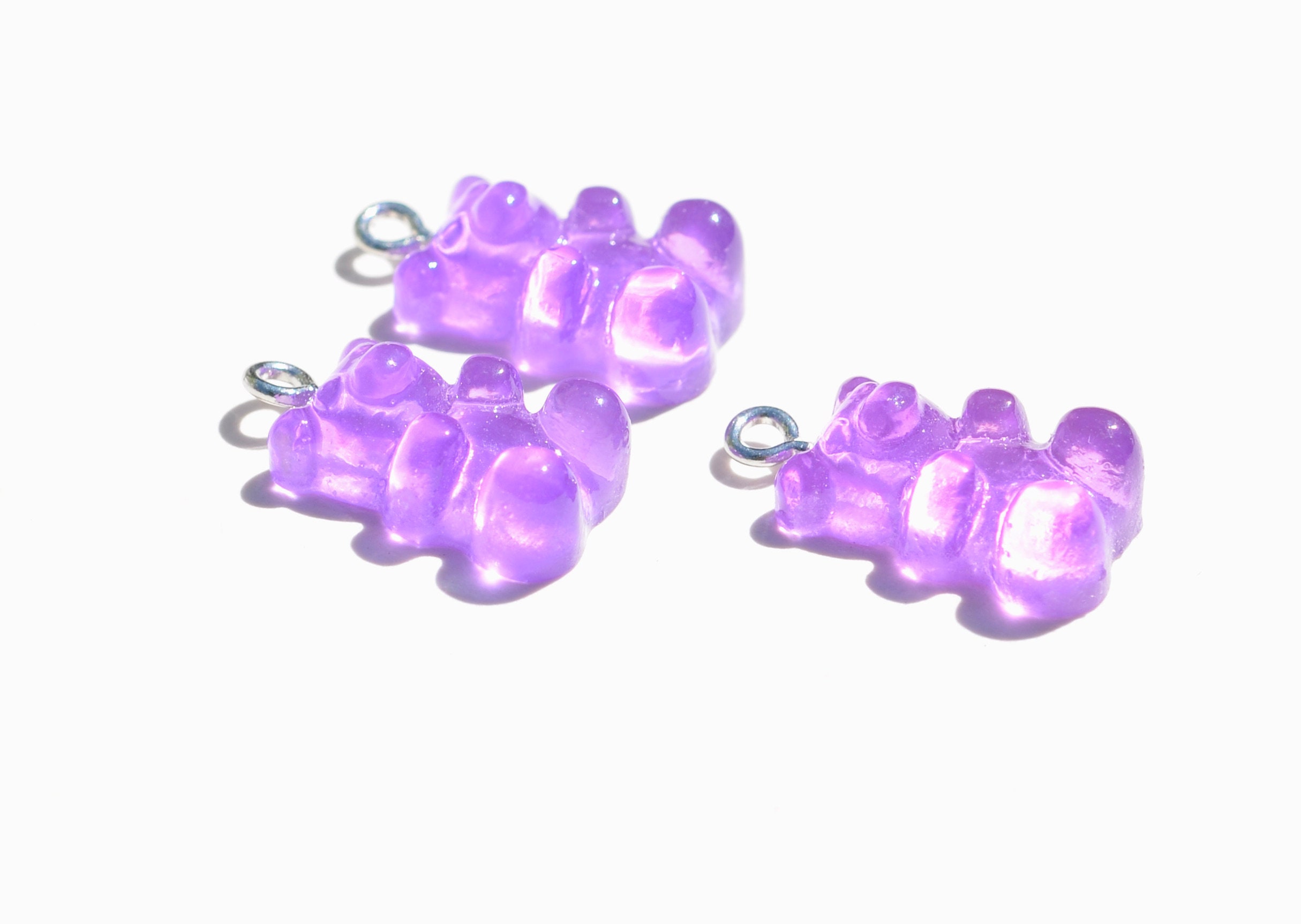 4, 20 or 50 BULK pcs Purple Colored Gummy Bear Charms, Resin - US Seller-  PR847