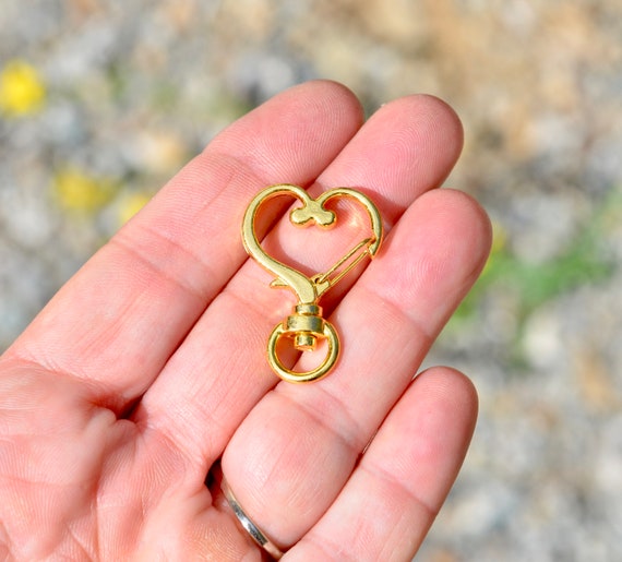 1 Gold Plated Heart Key Ring Swivel Clasp F604 