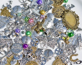 Grab Bag Liquidation Sale of 100 Assorted Charms  in Silver, Gold, Bronze Tone Charms Below Wholesale