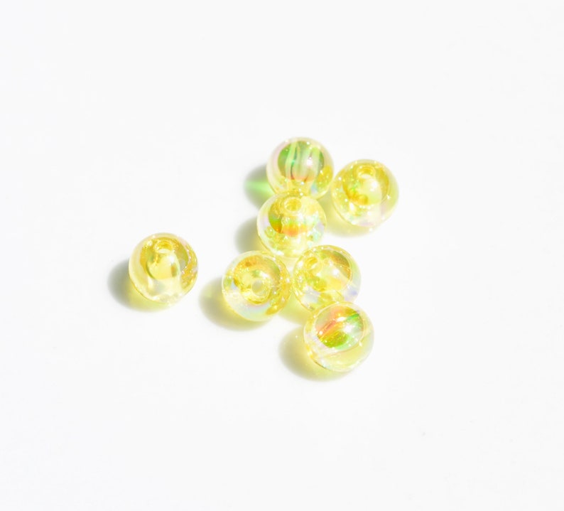BULK 100 Yellow AB Acrylic Round 8mm Beads BD1078