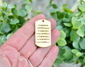 Serenity Prayer  Custom Laser Engraved Gold Plated  Stainless Steel Charm CC799