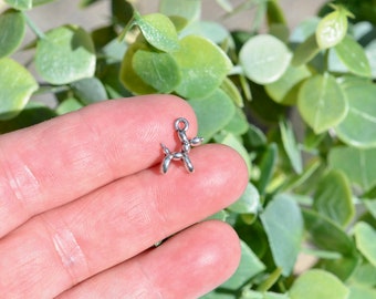 10  Balloon Animal Dog Silver Tone Charms SC6924
