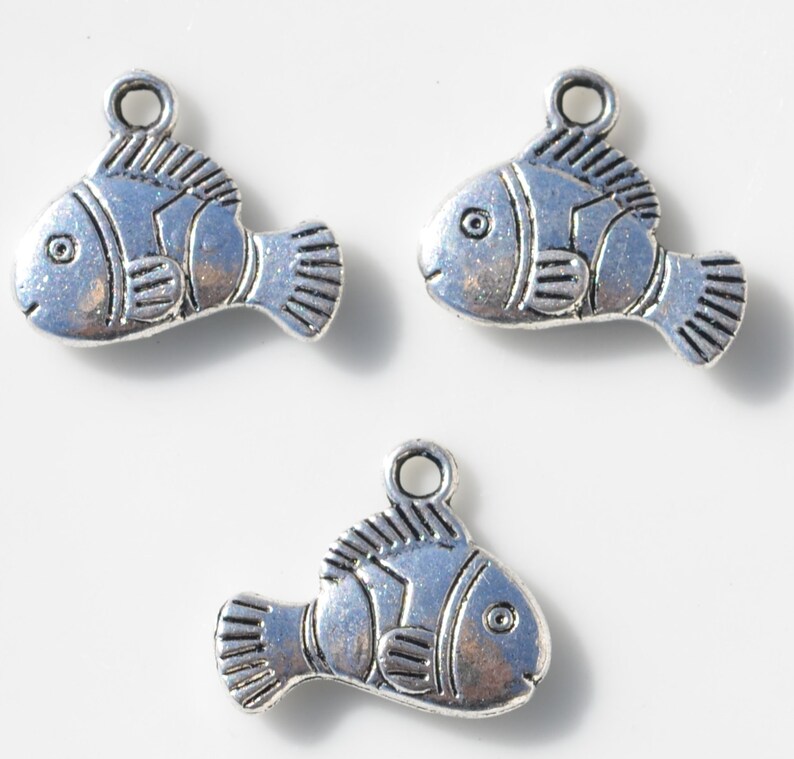 BULK 50 Fish Silver Tone Charms SC2433