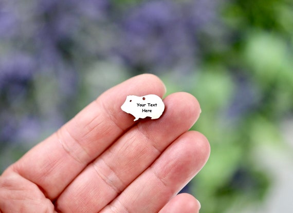 Personalized Stainless Steel  Guinea Pig  Laser Engraved, Choose your Font Charm EB248E