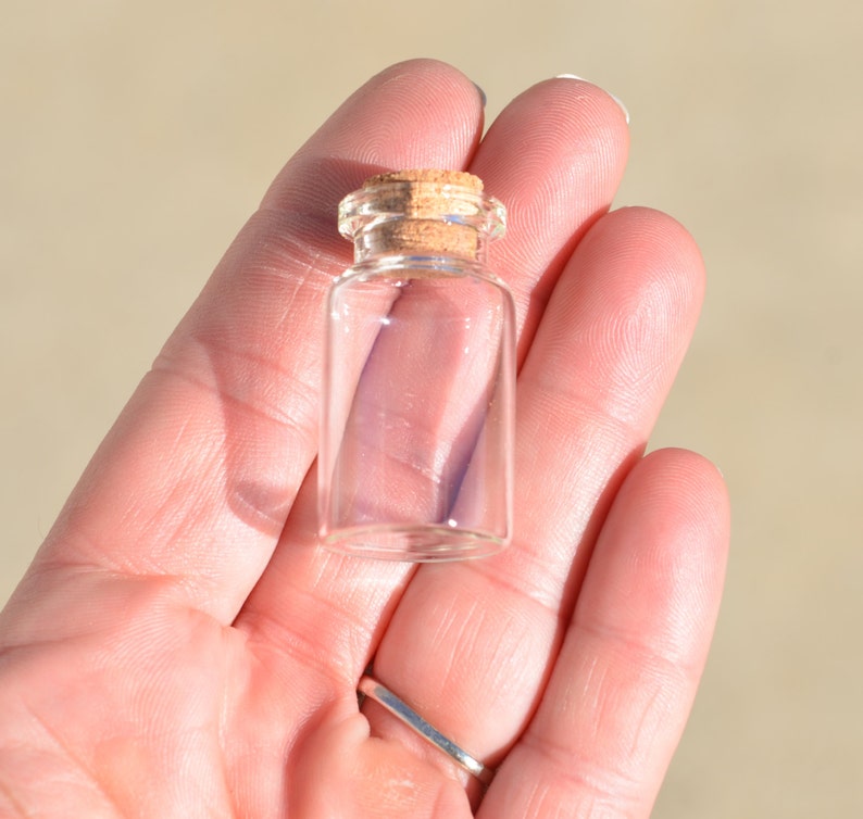 5 Small Glass Vials with Cork Stoppers F235 image 1
