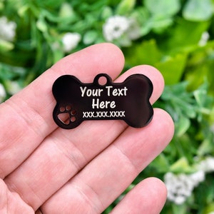Os de chien personnalisé en acier inoxydable, 22 mm en bronze, avec patte découpée, identification de l'animal de compagnie, nom du chien gravé au laser EB41E