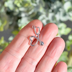 5 Heart Stethoscope Silver Tone Charms SC4203 - Etsy