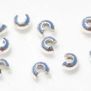 200 Bright Silver Tone 4mm Crimp Bead Covers  F275