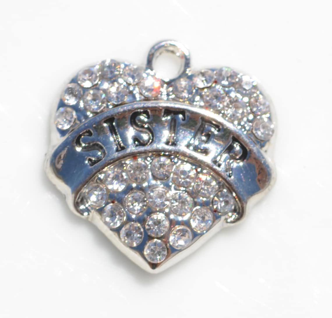 BULK 10 Sister Charms Silver Tone With Rhinestones SC3965 - Etsy