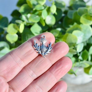 BULK 50  Scotland Thistle Silver Tone Charms SC6862