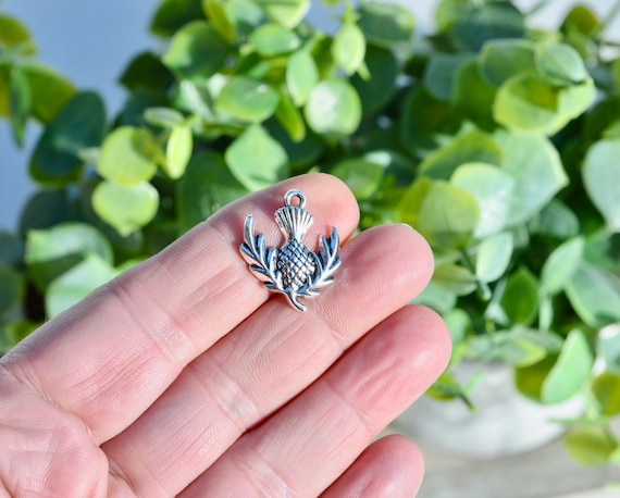 BULK 50 Scotland Thistle Silver Tone Charms SC6862 Etsy