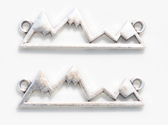 BULK 50 Mountain range charms antique silver tone WT234