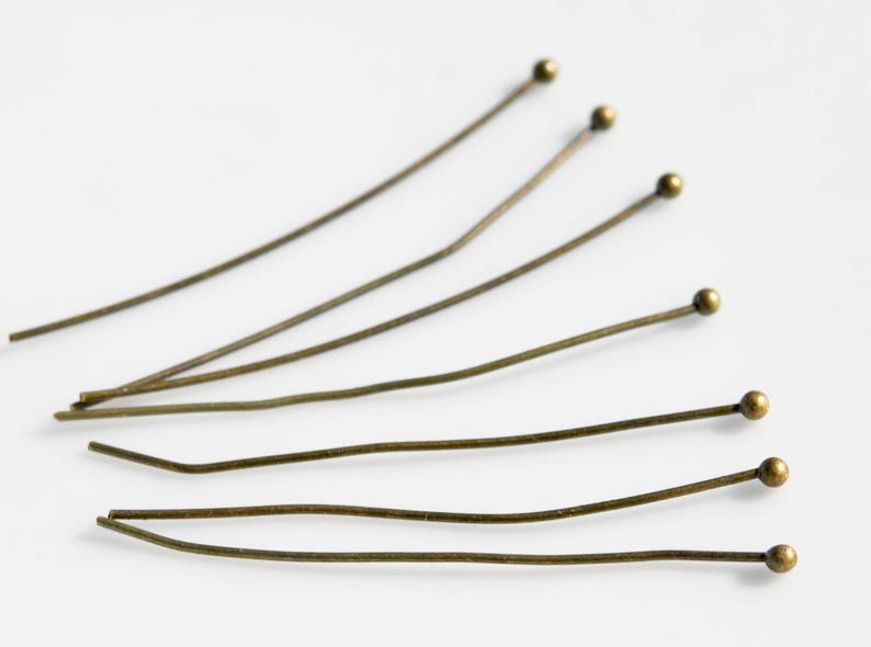 50 Bronze Tone 45mm Ball Pins F552