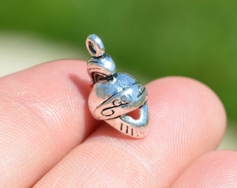 BULK 20  Medieval Knight Helmet 3D Silver Tone Charms SC6538