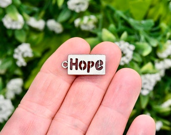 BULK 50 HOPE Silver Tone Charms SC1509