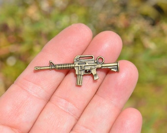 1  Machine Gun Bronze Tone Charm BC1427