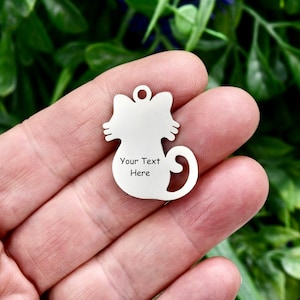 Personalized Stainless Steel  Cat Custom Laser Engraved Charm EB61E