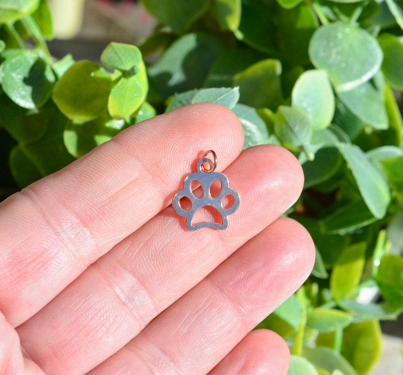 BULK 20 Stainless Steel Rose Gold Plated Dog Paw Charms GC6723
