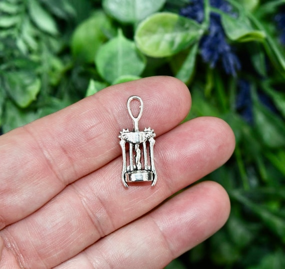 BULK 50   Cork Screw 3D Silver Tone Charms SC5534