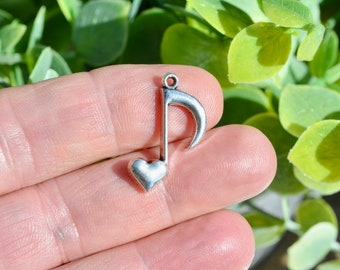 BULK 50  Music Note Silver Tone Charms SC3267