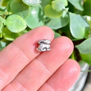 BULK 20 Rabbit 3D Silver Tone Beads BD1044