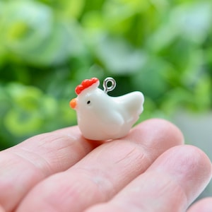 BULK 20  Chicken  White Plastic Charms SC3170