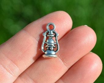 BULK 50 Lantern 20mm Silver Tone 3D Charms SC3038