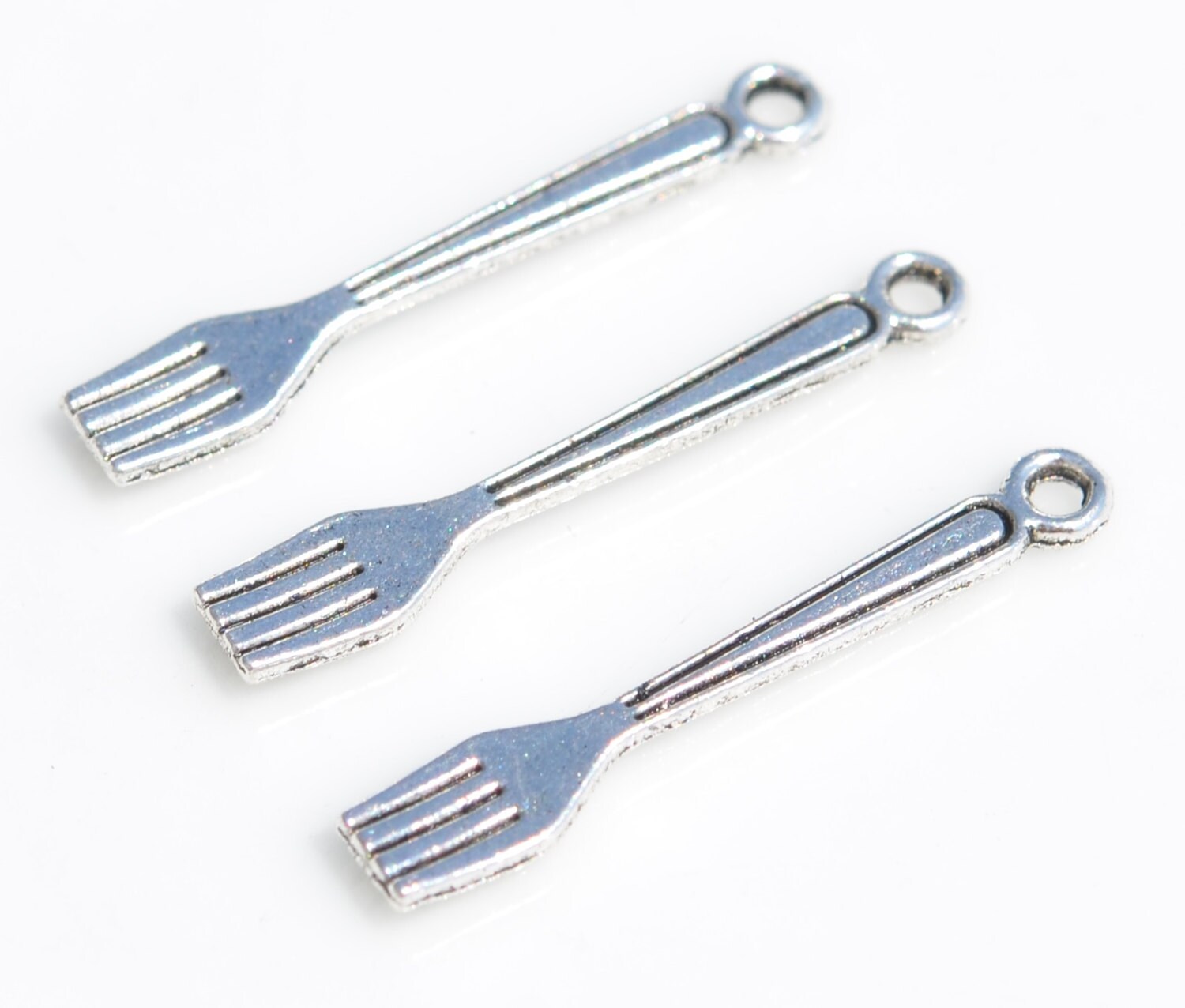 BULK 50 Fork Silver Tone Charms SC4251 Etsy