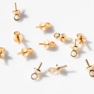 BULK 100 Pearl Bails or Bail with Peg, 8mm Gold Tone F630