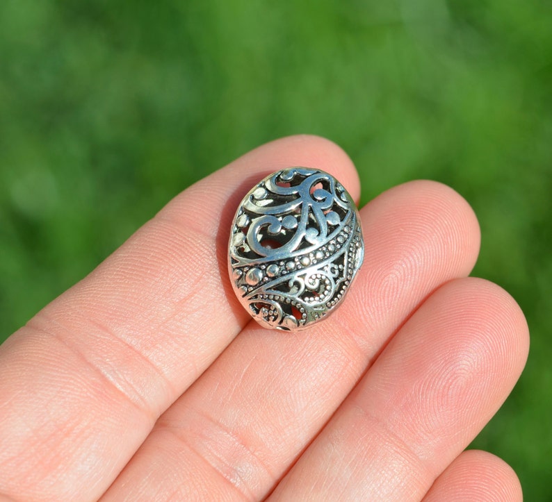 5 Silver Plated 22mm Large Oval Beads BD1018 Etsy