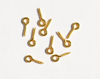 BULK 100 Stainless Steel Gold Plated 10mm Screw Eyes F699