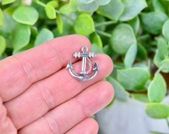 10 Anchor with a Rope Silver Tone Charms SC6338