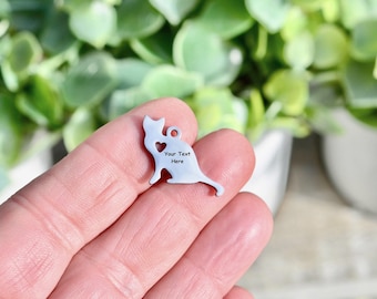 Stainless Steel  Cat Custom Laser Engraved Charm EB92E