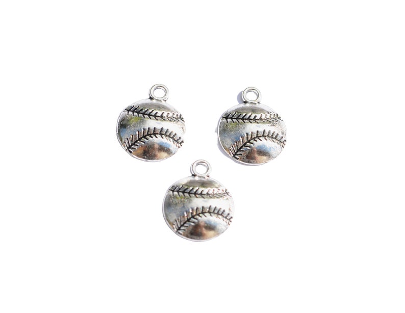 10 Baseball Silver Tone Charms SC1210 image 3