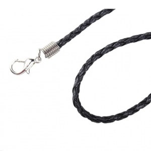 1 Black Braided 18&quot; Finished Necklace, With a 2&quot; Extender Chain C1010