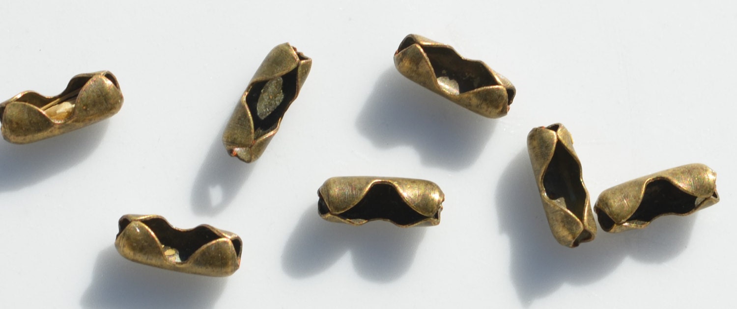 50 Antique Bronze Ball Chain Connectors Fits 1.5 to 2mm F402 Etsy