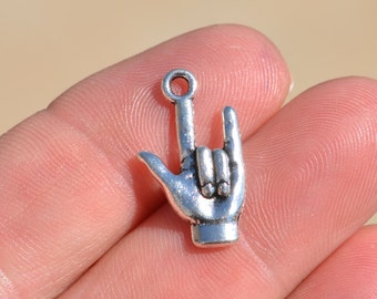 Genuine Sterling Silver I Love You Hand Sign Charm Genuine Sterling Silver I Love You Hand Sign Charm