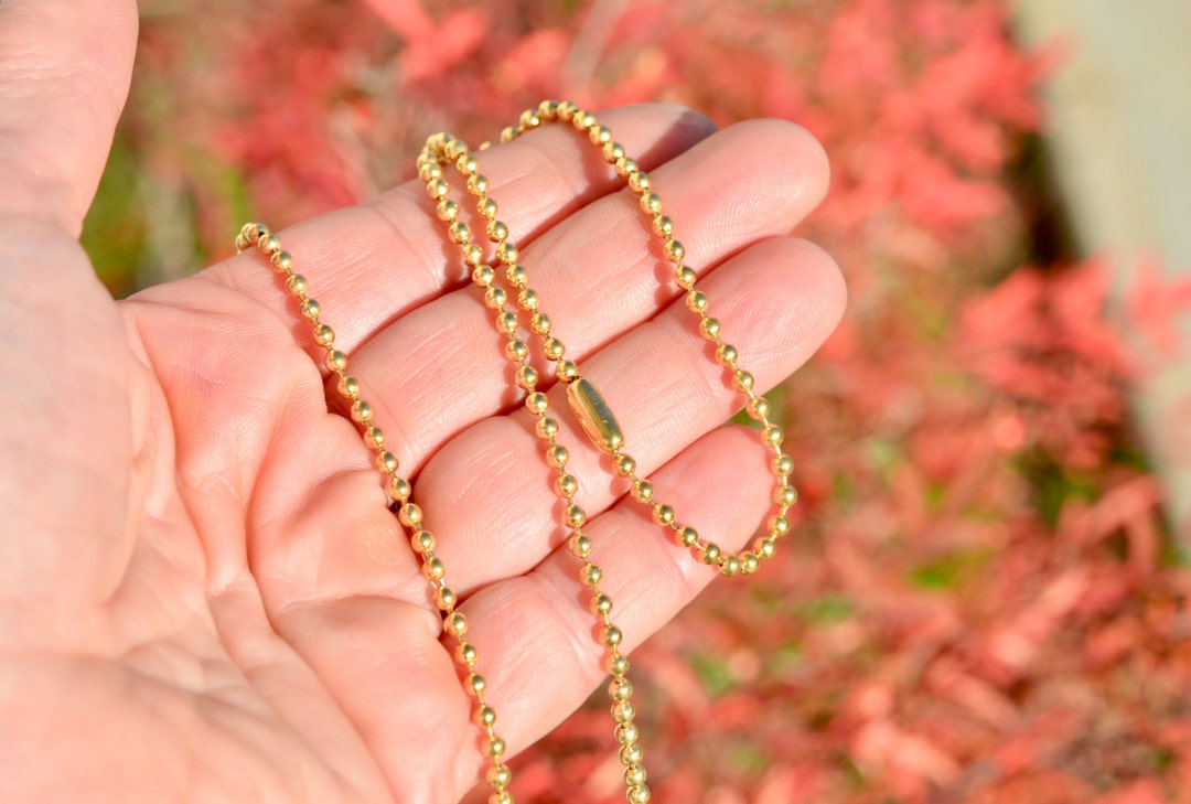 1 Ball Chain Stainless Steel Gold Plated 3mm 23" Necklace C976 - Etsy
