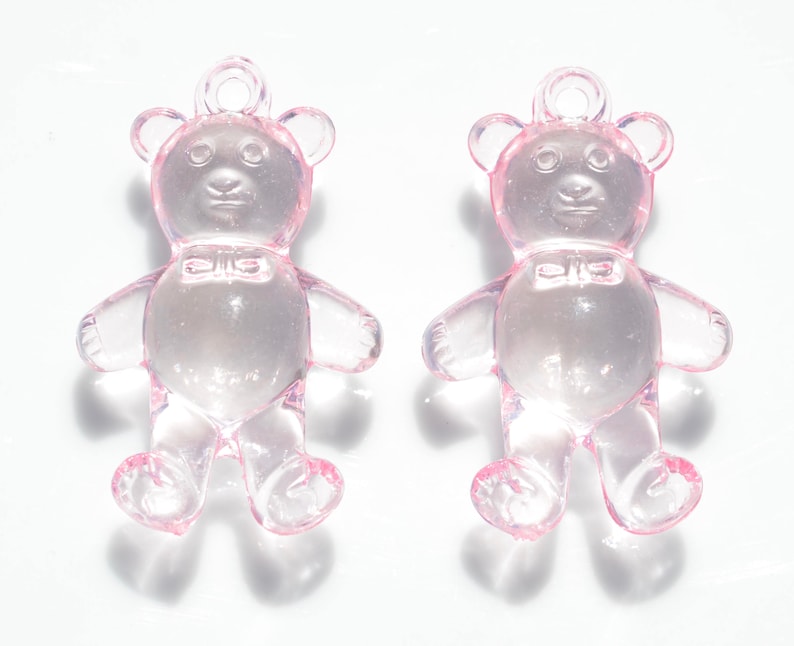 1 Pink Acrylic Teddy Bear Charm SC5216