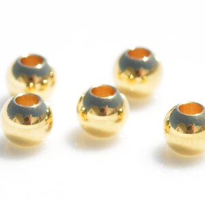 5  Stainless Steel 5mm Gold Plated Round Beads BD412