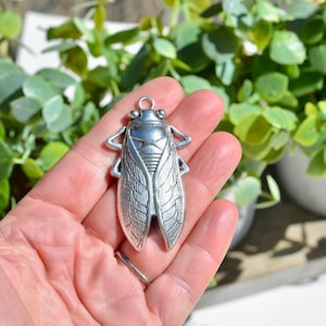 1  Cicada Locust Large Bug Silver Tone  Charm SC6251