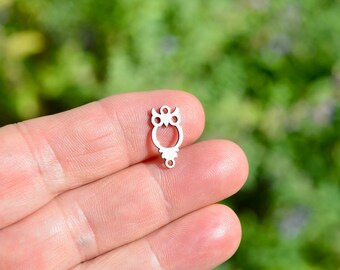 BULK 10  Stainless Steel Owl Connector Charms SC6925