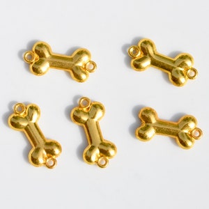 5 Dog Bone Gold Tone Connector Charms GC3905 image 2