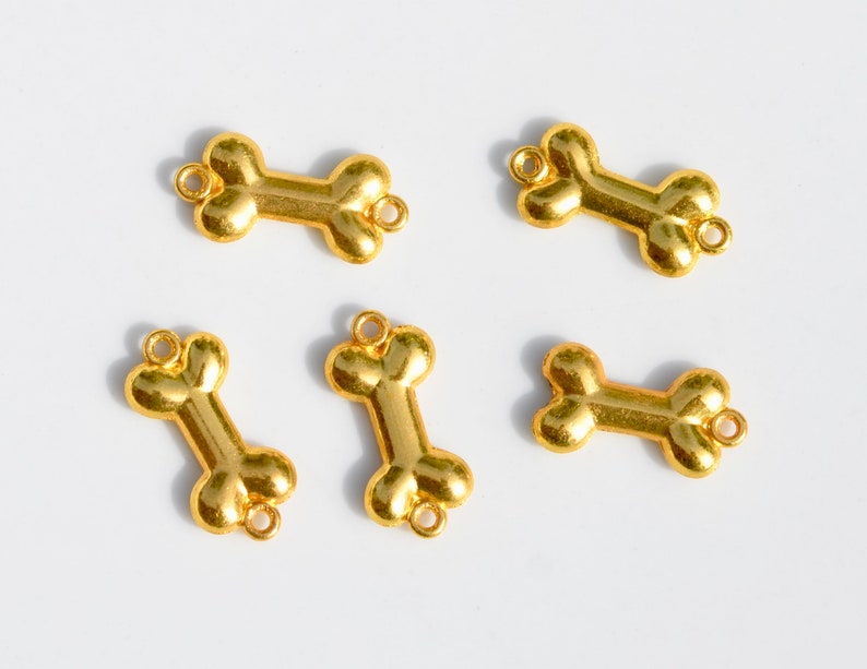 5 Dog Bone Gold Tone Connector Charms GC3905 image 2