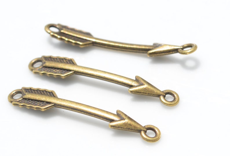 BULK 50 Arrow Bronze Tone Connector Charms BC2592