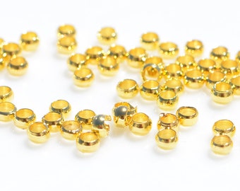 100 Gold Tone 3mm Crimp Beads F188
