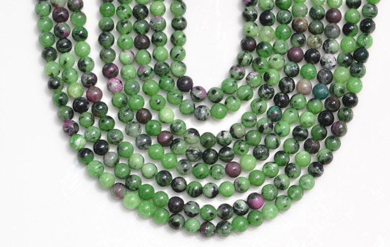 1 Strand Ruby in Zoisite 4mm Round Beads BD966
